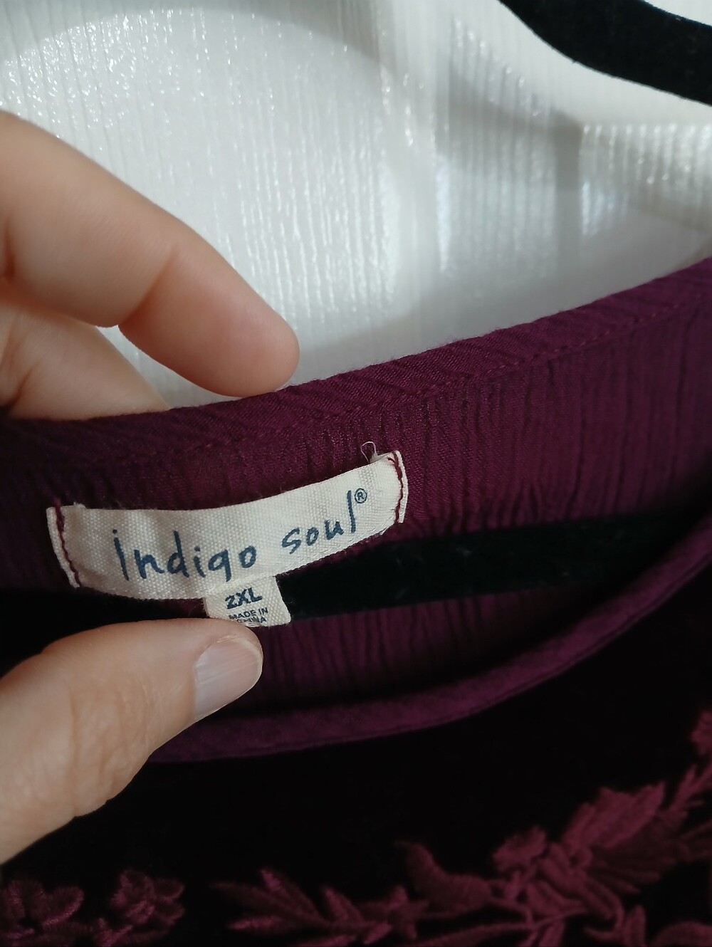 Embroidered Velvet Panel Long-Sleeve Top — Plum Whimsigoth Fairy Grunge Boho - Picture 5 of 8